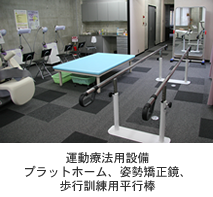 運動療法用設備プラットホーム、姿勢矯正鏡、歩行訓練用平行棒